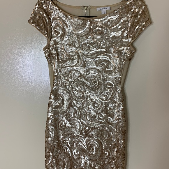 NWOT // Soieblu Dress // Sequined Gold - Picture 3 of 4